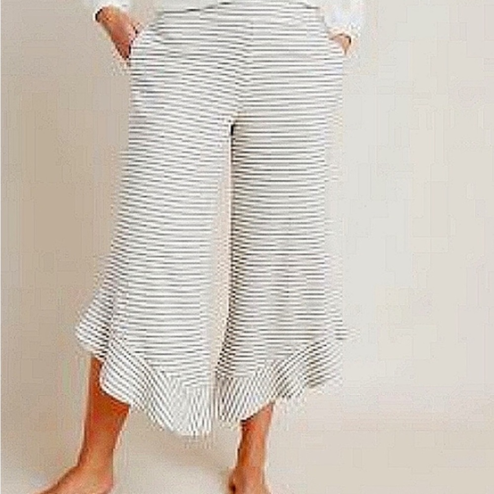 Saturday Sunday Anthropologie Kick Flare Striped Cropped Pants Sz M